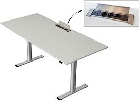 Thumbnail - Kerkmann Move Base plus elektrisch höhenverstellbarer Schreibtisch lichtgrau rechteckig, T-Fuß-Gestell silber 180,0 x 80...