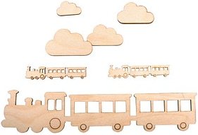 Rayher Bastelholz natur Motiv Zug, 1 Pack