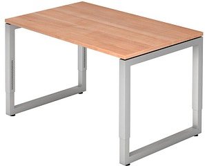 HAMMERBACHER RS12 höhenverstellbarer Schreibtisch nussbaum rechteckig, O-Fuß-Gestell silber 120,0 x 80,0 cm