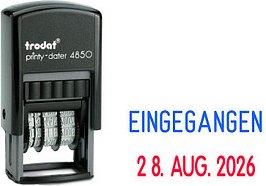 trodat Datumstempel mit Text "Eingegangen" printy-dater 4850/L selbstfärbend blau rot, 1 St.