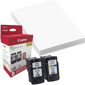Thumbnail - Canon PG-510/CL-511 schwarz, color Druckköpfe + Fotopapier, 2er-Set
