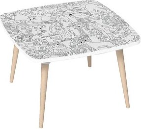 PAPERFLOW Kids Dschungel Maltisch weiß 60,0 x 60,0 x 40,0 cm