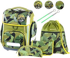 SCHNEIDERS Schulranzen-Set Ergolite Construction Kunstfaser grün/gelb