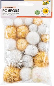 folia Pompons mehrfarbig Glitter X-Mas Ø 1,0-4,0 cm, 1 Pack