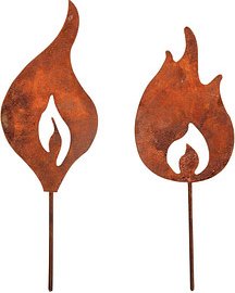 Rayher Dekoartikel rostbraun Metall Flammen zum Stecken, 2 St.