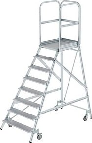 MUNK Podestleiter 50108 fahrbar silber 8 Stufen, H: 292,0 cm