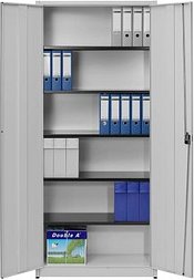 mauser Stahlschrank entero BF4/22 STG 7035/7035 lichtgrau 5 Fachböden 95,0 x 42,0 x 220,0 cm, aufgebaut, 1 St.