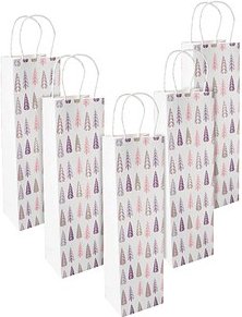 5 SIGEL Geschenktüten für Flaschen Pine trees Motiv 10,0 x 35,0 cm