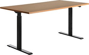 Topstar E-Table elektrisch höhenverstellbarer Schreibtisch buche rechteckig, T-Fuß-Gestell schwarz 160,0 x 80,0 cm