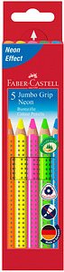 FABER-CASTELL Jumbo Grip Neon Buntstifte farbsortiert, 5 St.