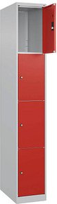 CP Schließfachschrank Classic Plus lichtgrau, verkehrsrot 080000-104 S10002, 4 Schließfächer 30,0 x 50,0 x 185,0 cm