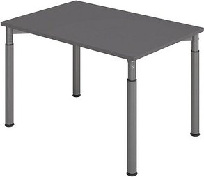HAMMERBACHER YS12 höhenverstellbarer Schreibtisch grafit rechteckig, 4-Fuß-Gestell grau 120,0 x 80,0 cm