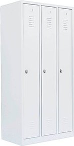 Thumbnail - LÜLLMANN Spind signalweiß 510137, 3 Schließfächer 88,5 x 50,0 x 180,0 cm