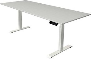 Kerkmann Move 1 stable elektrisch höhenverstellbarer Schreibtisch lichtgrau rechteckig, T-Fuß-Gestell weiß 200,0 x 80,0 ...