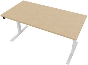 Quadrifoglio Up&Up elektrisch höhenverstellbarer Schreibtisch eiche rechteckig, C-Fuß-Gestell weiß 160,0 x 80,0 cm