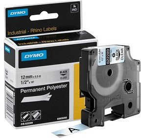 DYMO Schriftband RHINO 622289, 12 mm schwarz auf transparent, 1 St.