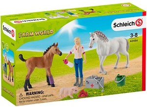 Schleich® Farm World 42486 Arztbesuch bei Stute und Fohlen Spielfiguren-Set