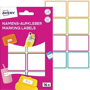 Thumbnail - 16 AVERY Zweckform Namensetiketten farbsortiert 48,0 x 34,0 mm