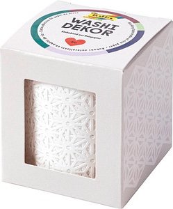 folia Washi Dekor Blüten weiß Deko-Klebeband matt 50,0 mm x 5,0 m 1 Rolle