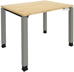 fm Sidney höhenverstellbarer Schreibtisch königsahorn rechteckig, 4-Fuß-Gestell Quadratrohr silber 100,0 x 80,0 cm
