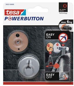 tesa Handtuchhaken Powerbutton Universal Medium chrom, 1 St.