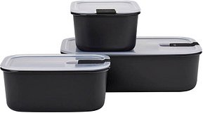 MEPAL Frischhaltedosen-Set EasyClip schwarz 2x 0,7 l und 1x 1,5 l, 1 Set