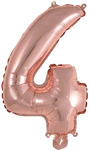 amscan® Folienballon Mini, Zahl 4 rosé, 1 St.