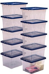 10 Bankers Box Aufbewahrungsboxen 22,0 l transparent, blau 32,0 x 40,0 x 24,5 cm