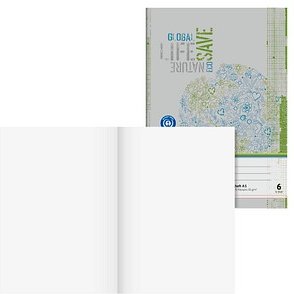 BRUNNEN Schulheft Recycling Lineatur 6 blanko DIN A5 ohne Rand, 16 Blatt