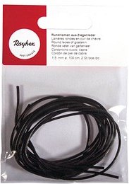 Rayher Lederband Rundriemen Ziegenleder schwarz