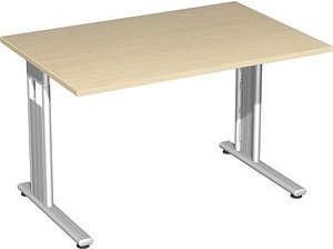 geramöbel Flex Schreibtisch ahorn rechteckig, C-Fuß-Gestell silber 120,0 x 80,0 cm