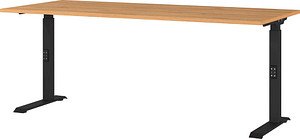 GERMANIA Agenda Home höhenverstellbarer Schreibtisch grandson-eiche rechteckig, C-Fuß-Gestell schwarz 180,0 x 80,0 cm
