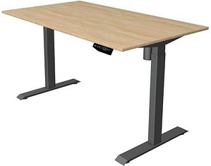 Kerkmann Move 1 elektrisch höhenverstellbarer Schreibtisch eiche hell rechteckig, T-Fuß-Gestell grau 140,0 x 80,0 cm