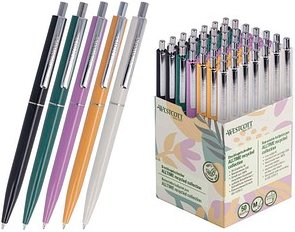 WESTCOTT Kugelschreiber farbsortiert, Schreibfarbe: schwarz, 50 St.