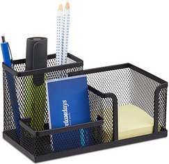 Thumbnail - relaxdays Schreibtisch-Organizer schwarz Metall 3 Fächer 18,5 x 9,5 x 10,0 cm