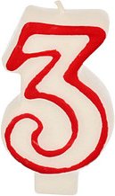 PAPSTAR Zahlenkerzen 3 weiß, rot, 1 St.