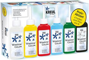 KREUL Fenstermalfarben farbsortiert 6x 80,0 ml