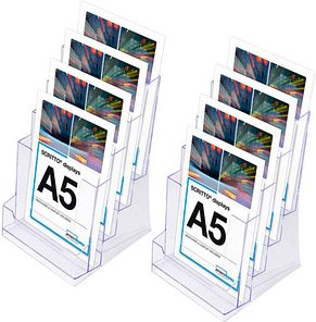 Thumbnail - Showdown® Displays Tischprospekthalter SL transparent DIN A5 4 Fächern 19,0 x 22,4 x 29,9 cm, 2 St.