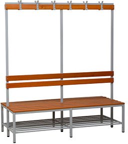 Gürkan Garderobenbank mit Haken und Schuhrost 107376 grau, buche Holz 200,0 cm