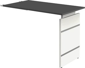 Kerkmann Anbautisch Priola anthrazit, weiß rechteckig 100,0 x 60,0 x 68,0 - 76,0 cm