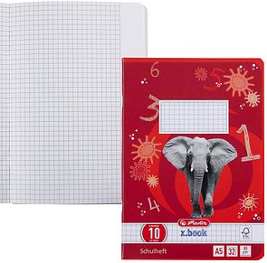 herlitz Schulheft x.book Lineatur 10 kariert DIN A5 Außenrand, 32 Blatt, 1 St.
