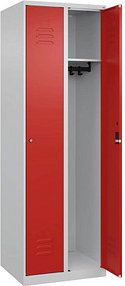 Thumbnail - CP Spind Classic Plus lichtgrau, verkehrsrot 080000-20 S10025, 2 Schließfächer 60,0 x 50,0 x 185,0 cm