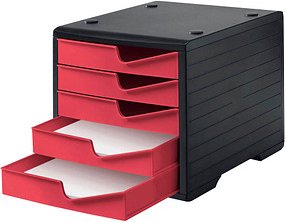 Thumbnail - styro Schubladenbox styroswingbox cranberry 275-8430.2291, DIN A4 mit 5 Schubladen, 1 St.