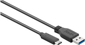 Thumbnail - goobay USB C/USB 3.0 A Kabel 1,0 m schwarz, 1 St.