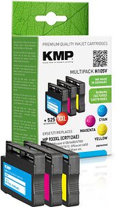 KMP H105V cyan, magenta, gelb Druckerpatronen kompatibel zu HP 933XL (CN054AE, CN055AE, CN056AE), 3er-Set