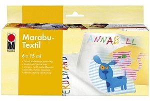 Marabu Stoffmalfarbe farbsortiert 6 x 15,0 ml, 1 Set