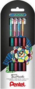 Thumbnail - Pentel Hybrid Dual Metallic Gelschreiber 0,5 mm, Schreibfarbe: farbsortiert, 4 St.