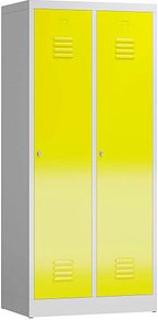 Thumbnail - ClassiX Spind lichtgrau, zinkgelb X-515126, 2 Schließfächer 80,0 x 50,0 x 180,0 cm