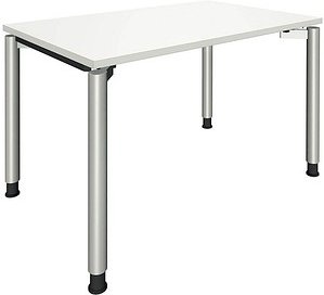 fm Sidney Schreibtisch weiß rechteckig, 4-Fuß-Gestell silber 120,0 x 80,0 cm