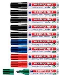 Thumbnail - edding No. 1 Permanentmarker farbsortiert 1,0 - 5,0 mm, 10 St.